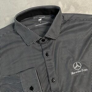 Horn Legend Performance Luxury Mercedes-Benz Check Logo Button Shirt Mens L EUC